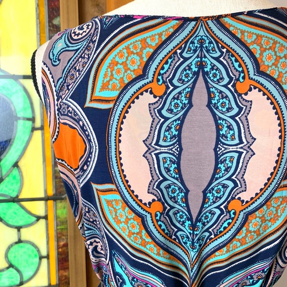 Vintage Psychedelic MOD Retro 60s Renneec. Midi Dress- S - Picture 9 of 10